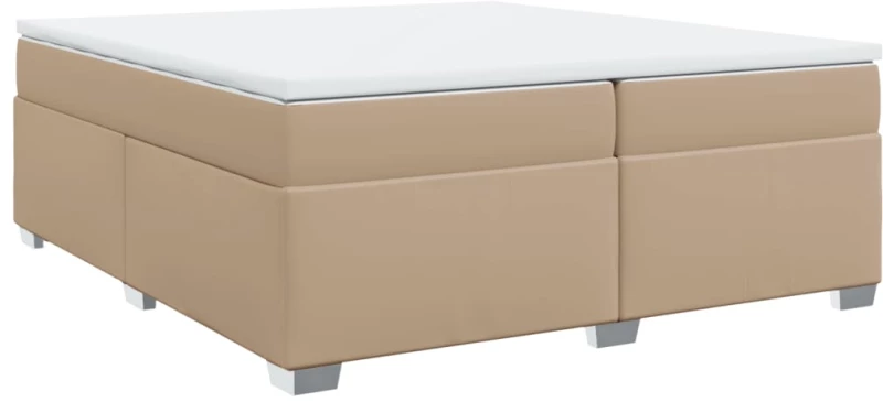 vidaXL Κρεβάτι Boxspring με Στρώμα Καπουτσίνο 200x200εκ.από Συνθ.Δέρμα