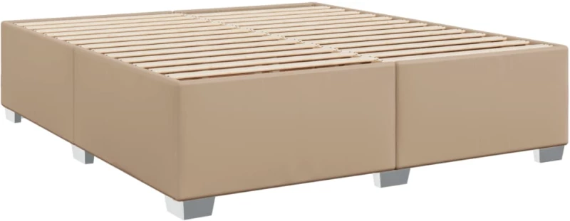 vidaXL Κρεβάτι Boxspring με Στρώμα Καπουτσίνο 200x200εκ.από Συνθ.Δέρμα