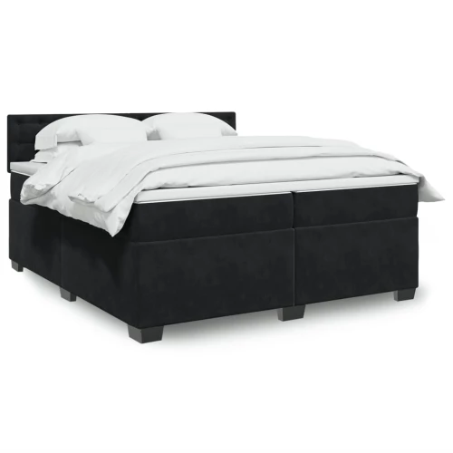 vidaXL Κρεβάτι Boxspring με Στρώμα Μαύρο 200x200 εκ. Βελούδινο