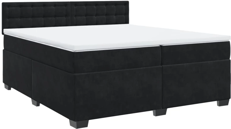 vidaXL Κρεβάτι Boxspring με Στρώμα Μαύρο 200x200 εκ. Βελούδινο