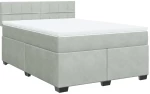 vidaXL Κρεβάτι Boxspring με Στρώμα Ανοιχτό Γκρι 140x190 εκ. Βελούδινο