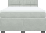 vidaXL Κρεβάτι Boxspring με Στρώμα Ανοιχτό Γκρι 140x190 εκ. Βελούδινο