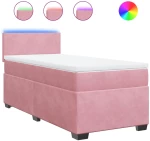 vidaXL Κρεβάτι Boxspring με Στρώμα Ροζ 90x190 εκ. Βελούδινο