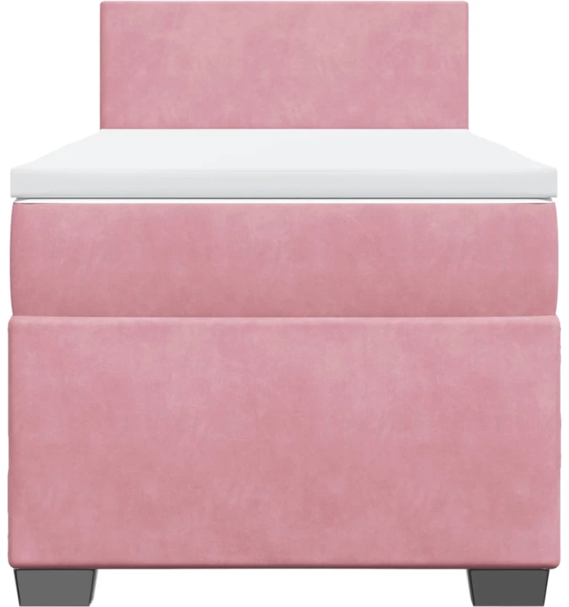 vidaXL Κρεβάτι Boxspring με Στρώμα Ροζ 90x190 εκ. Βελούδινο