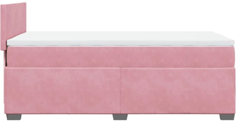vidaXL Κρεβάτι Boxspring με Στρώμα Ροζ 90x190 εκ. Βελούδινο