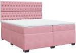 vidaXL Κρεβάτι Boxspring με Στρώμα Ροζ 200x200 εκ. Βελούδινο