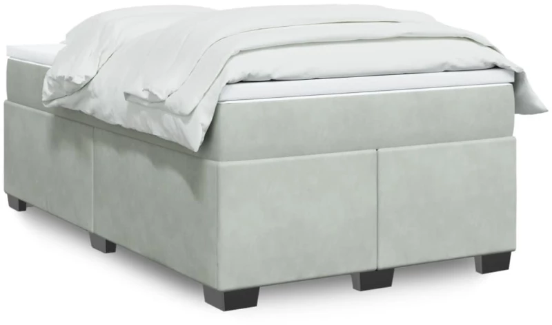 vidaXL Κρεβάτι Boxspring με Στρώμα Ανοιχτό Γκρι 120x200 εκ. Βελούδινο