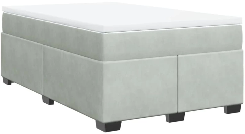 vidaXL Κρεβάτι Boxspring με Στρώμα Ανοιχτό Γκρι 120x200 εκ. Βελούδινο