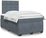 vidaXL Κρεβάτι Boxspring με Στρώμα Σκούρο Γκρι 120x190 εκ. Βελούδινο