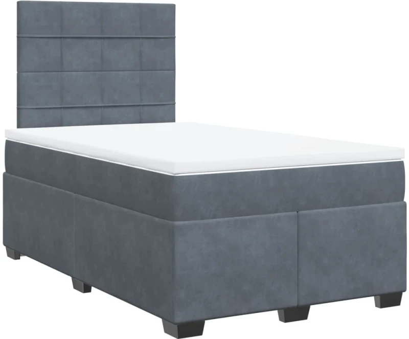 vidaXL Κρεβάτι Boxspring με Στρώμα Σκούρο Γκρι 120x190 εκ. Βελούδινο