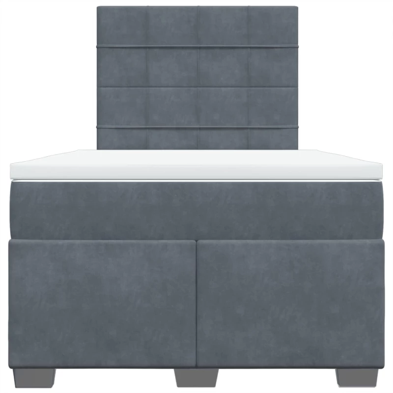 vidaXL Κρεβάτι Boxspring με Στρώμα Σκούρο Γκρι 120x190 εκ. Βελούδινο