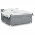 vidaXL Κρεβάτι Boxspring με Στρώμα Ανοιχτό Γκρι 200x200 εκ. Υφασμάτινο