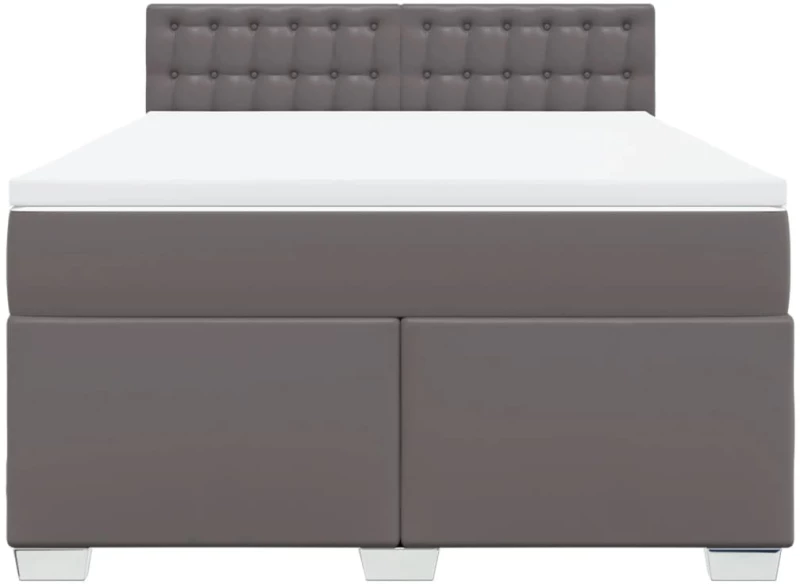 vidaXL Κρεβάτι Boxspring με Στρώμα Γκρι 160x200εκ. από Συνθετικό Δέρμα
