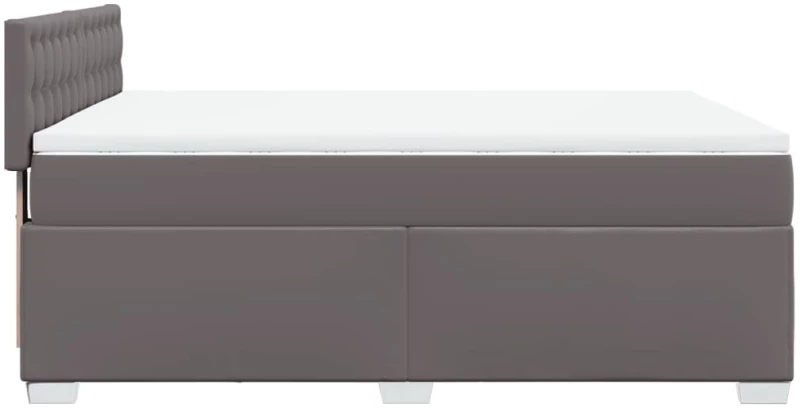 vidaXL Κρεβάτι Boxspring με Στρώμα Γκρι 160x200εκ. από Συνθετικό Δέρμα