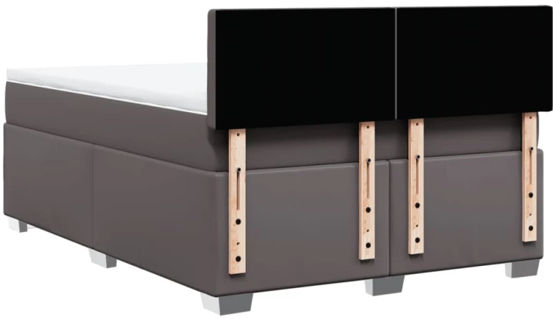 vidaXL Κρεβάτι Boxspring με Στρώμα Γκρι 160x200εκ. από Συνθετικό Δέρμα