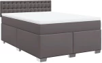 vidaXL Κρεβάτι Boxspring με Στρώμα Γκρι 140x200εκ. από Συνθετικό Δέρμα