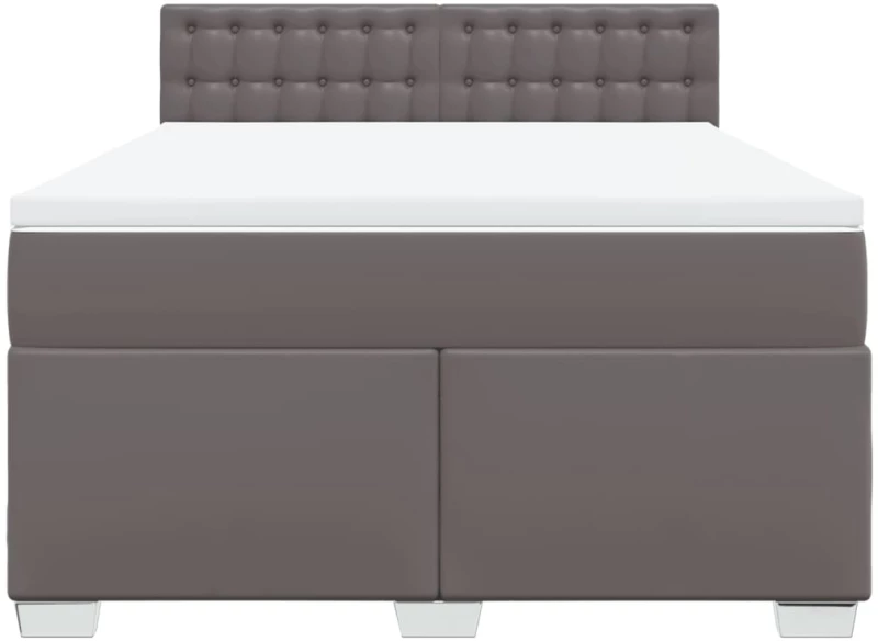 vidaXL Κρεβάτι Boxspring με Στρώμα Γκρι 140x200εκ. από Συνθετικό Δέρμα