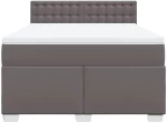 vidaXL Κρεβάτι Boxspring με Στρώμα Γκρι 140x200εκ. από Συνθετικό Δέρμα