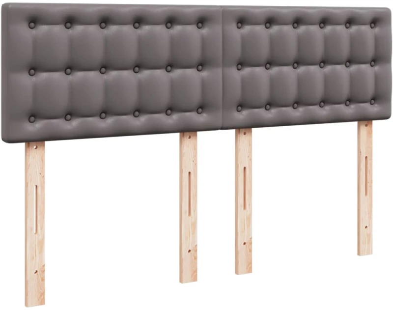 vidaXL Κρεβάτι Boxspring με Στρώμα Γκρι 140x200εκ. από Συνθετικό Δέρμα