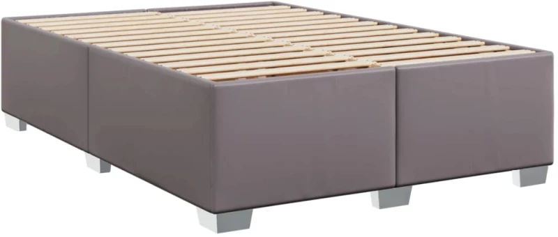 vidaXL Κρεβάτι Boxspring με Στρώμα Γκρι 140x200εκ. από Συνθετικό Δέρμα