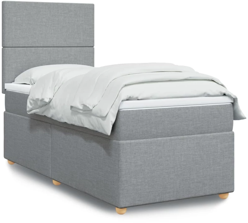 vidaXL Κρεβάτι Boxspring με Στρώμα Ανοιχτό Γκρι 80x200 εκ. Υφασμάτινο