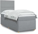 vidaXL Κρεβάτι Boxspring με Στρώμα Ανοιχτό Γκρι 80x200 εκ. Υφασμάτινο