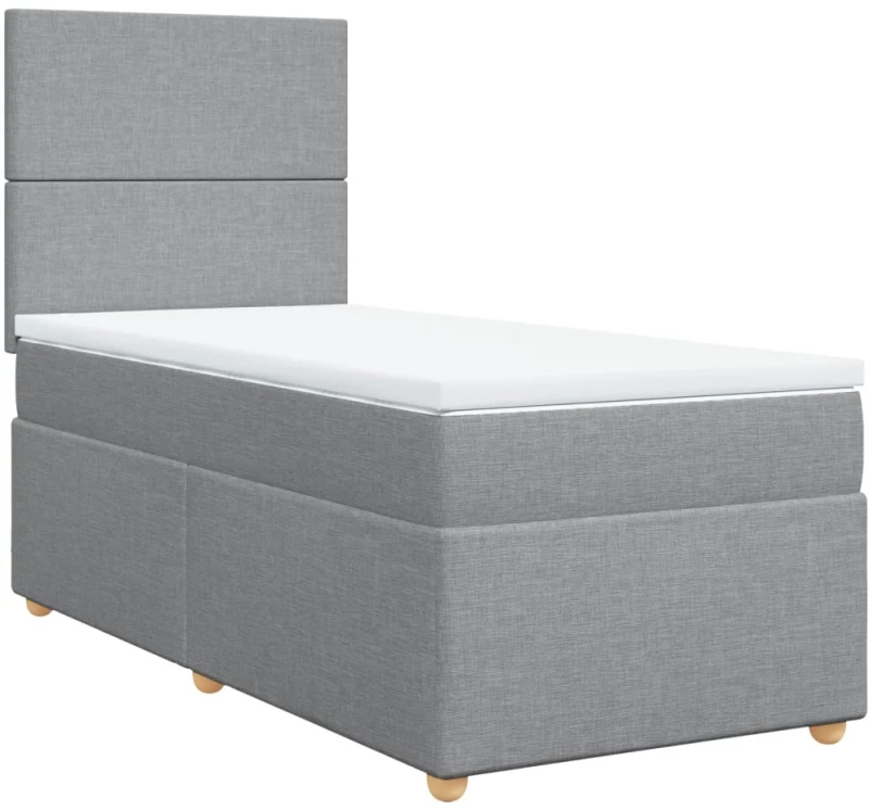 vidaXL Κρεβάτι Boxspring με Στρώμα Ανοιχτό Γκρι 80x200 εκ. Υφασμάτινο