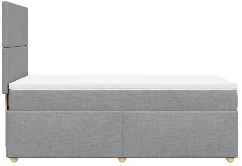 vidaXL Κρεβάτι Boxspring με Στρώμα Ανοιχτό Γκρι 90x190 εκ. Υφασμάτινο