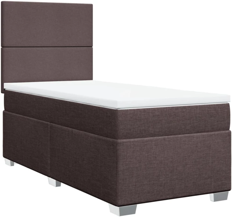 vidaXL Κρεβάτι Boxspring με Στρώμα Σκούρο Καφέ 80x200 εκ. Υφασμάτινο