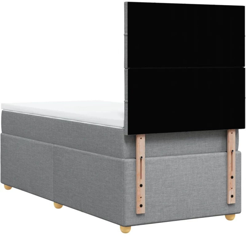 vidaXL Κρεβάτι Boxspring με Στρώμα Ανοιχτό Γκρι 90x200 εκ. Υφασμάτινο