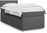 vidaXL Κρεβάτι Boxspring με Στρώμα Σκούρο Γκρι 90x200 εκ. Υφασμάτινο