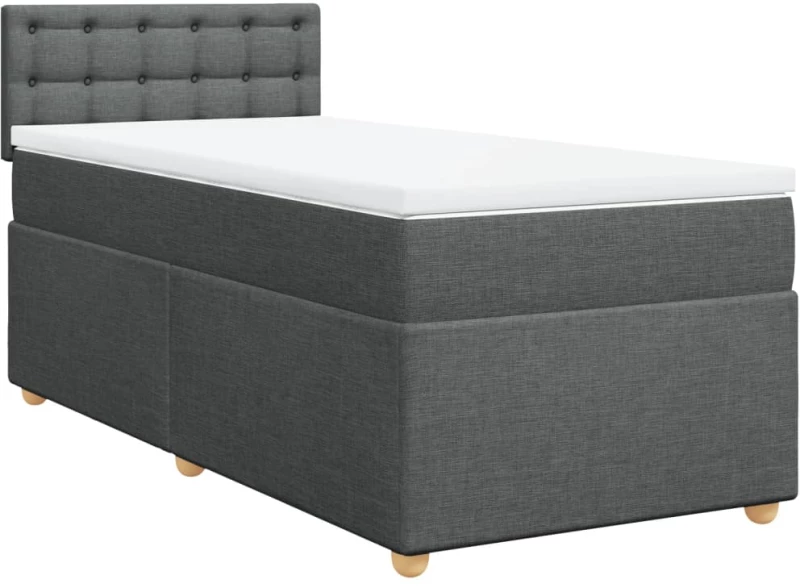 vidaXL Κρεβάτι Boxspring με Στρώμα Σκούρο Γκρι 90x200 εκ. Υφασμάτινο