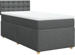 vidaXL Κρεβάτι Boxspring με Στρώμα Σκούρο Γκρι 90x200 εκ. Υφασμάτινο