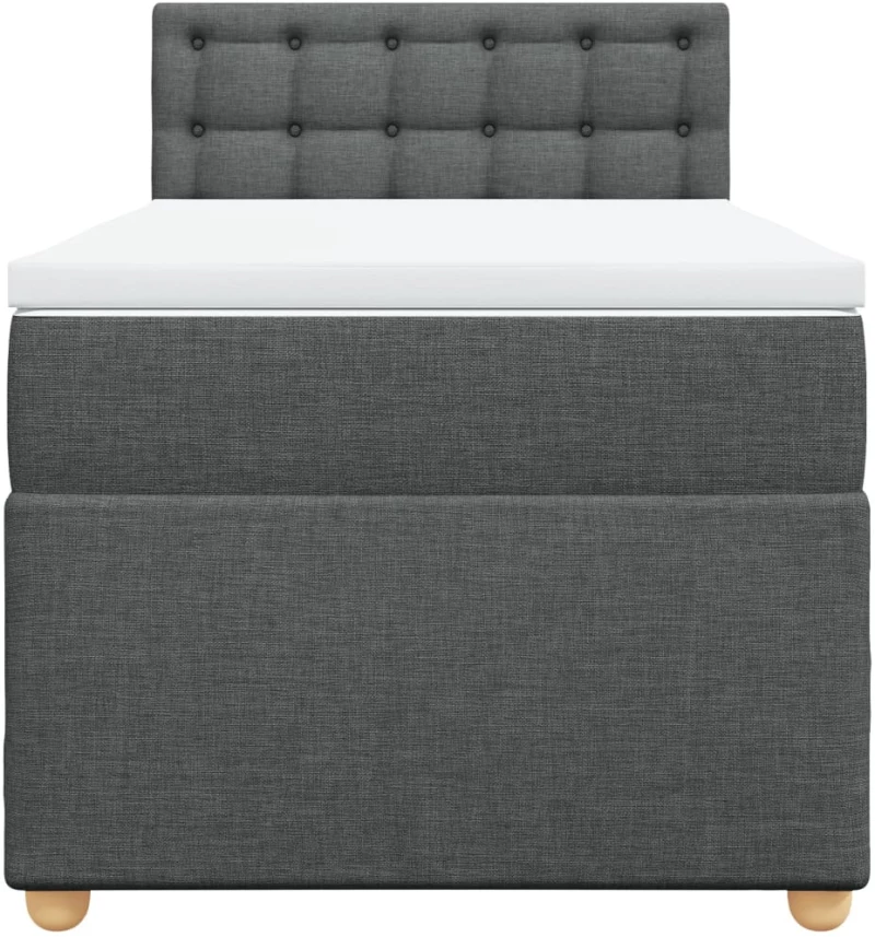 vidaXL Κρεβάτι Boxspring με Στρώμα Σκούρο Γκρι 90x200 εκ. Υφασμάτινο