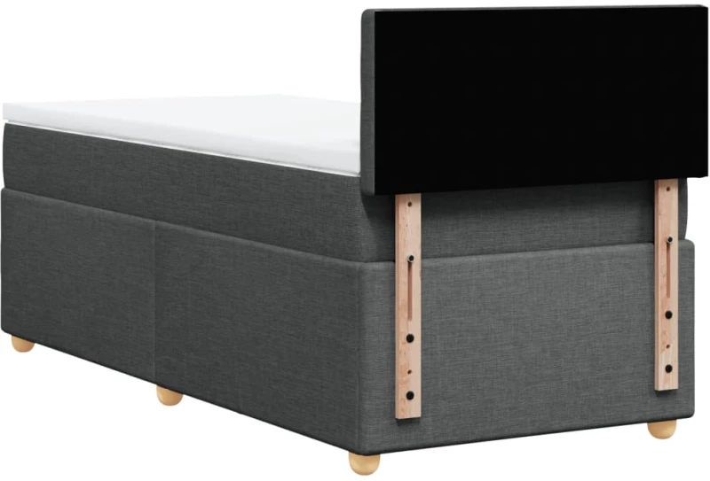 vidaXL Κρεβάτι Boxspring με Στρώμα Σκούρο Γκρι 90x200 εκ. Υφασμάτινο