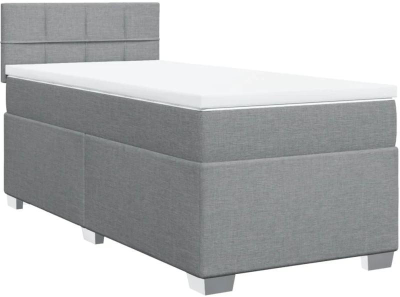 vidaXL Κρεβάτι Boxspring με Στρώμα Ανοιχτό Γκρι 90x200 εκ. Υφασμάτινο