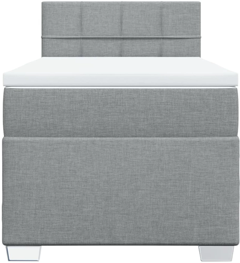 vidaXL Κρεβάτι Boxspring με Στρώμα Ανοιχτό Γκρι 90x200 εκ. Υφασμάτινο