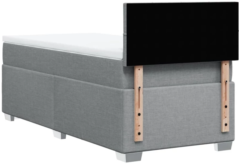 vidaXL Κρεβάτι Boxspring με Στρώμα Ανοιχτό Γκρι 90x200 εκ. Υφασμάτινο