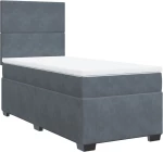 vidaXL Κρεβάτι Boxspring με Στρώμα Σκούρο Γκρι 90x200 εκ. Βελούδινο