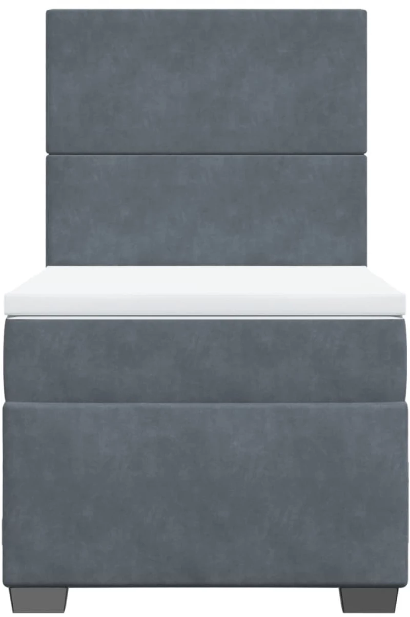 vidaXL Κρεβάτι Boxspring με Στρώμα Σκούρο Γκρι 90x200 εκ. Βελούδινο
