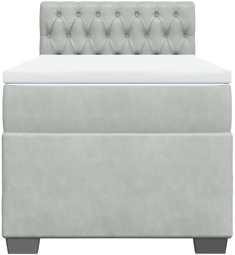vidaXL Κρεβάτι Boxspring με Στρώμα Ανοιχτό Γκρι 100x200 εκ. Βελούδινο