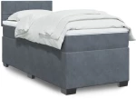 vidaXL Κρεβάτι Boxspring με Στρώμα Σκούρο Γκρι 90x190 εκ. Βελούδινο