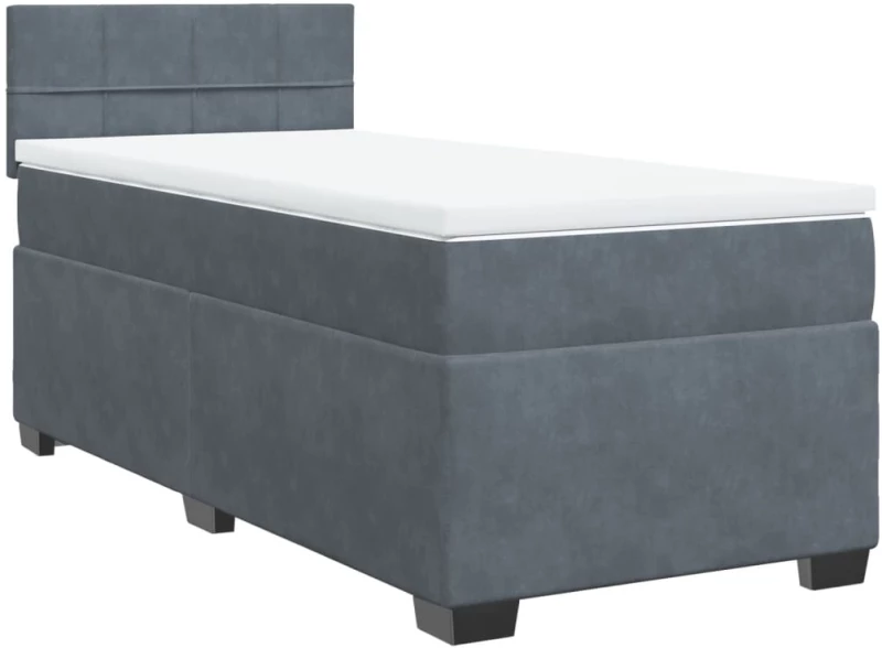 vidaXL Κρεβάτι Boxspring με Στρώμα Σκούρο Γκρι 90x190 εκ. Βελούδινο