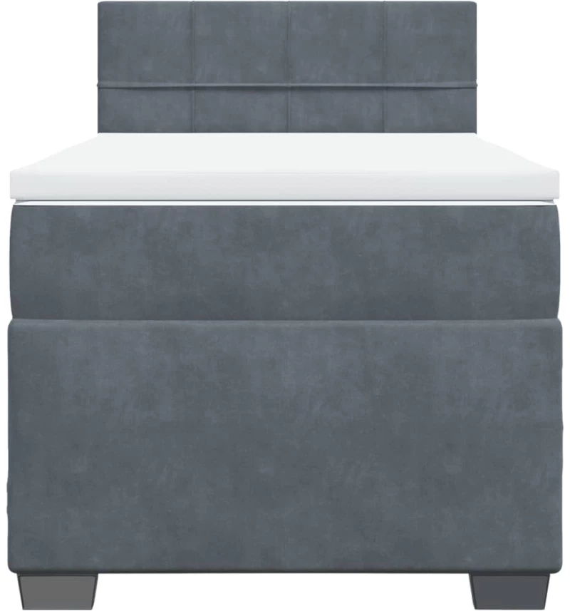 vidaXL Κρεβάτι Boxspring με Στρώμα Σκούρο Γκρι 90x190 εκ. Βελούδινο
