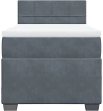 vidaXL Κρεβάτι Boxspring με Στρώμα Σκούρο Γκρι 90x190 εκ. Βελούδινο