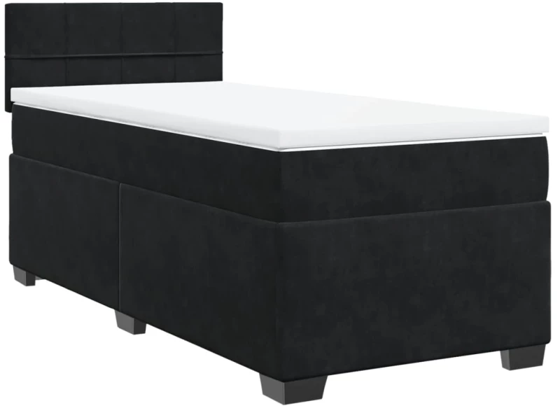 vidaXL Κρεβάτι Boxspring με Στρώμα Μαύρο 90x190 εκ. Βελούδινο