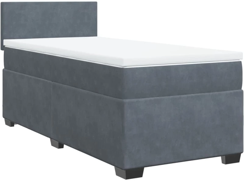 vidaXL Κρεβάτι Boxspring με Στρώμα Σκούρο Γκρι 100x200 εκ. Βελούδινο
