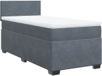 vidaXL Κρεβάτι Boxspring με Στρώμα Σκούρο Γκρι 100x200 εκ. Βελούδινο