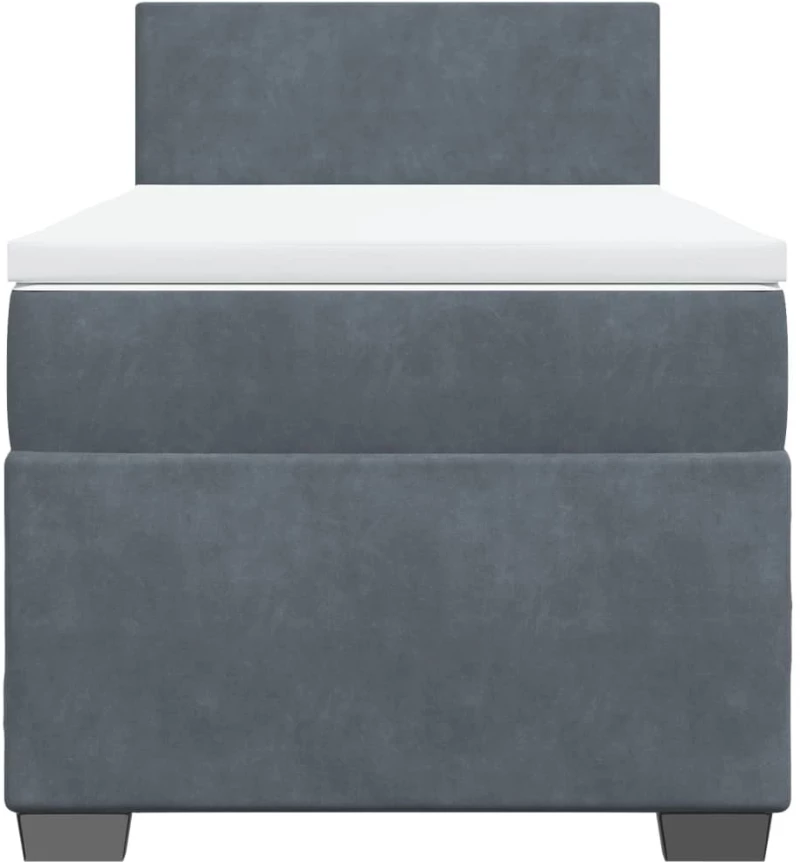 vidaXL Κρεβάτι Boxspring με Στρώμα Σκούρο Γκρι 100x200 εκ. Βελούδινο