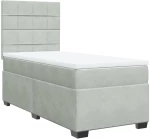vidaXL Κρεβάτι Boxspring με Στρώμα Ανοιχτό Γκρι 100x200 εκ. Βελούδινο